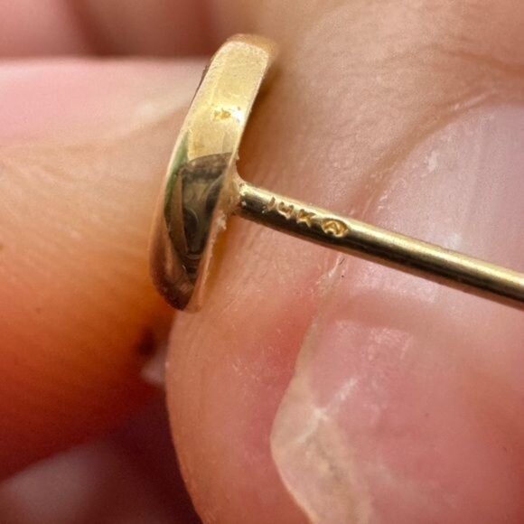 14K Yellow Gold Diamond Earrings 3 Stones‎ Vintage Swirl Design - Picture 8 of 8